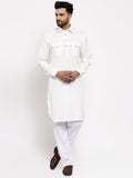 Jompers Men Off-White Solid Kurta with Pyjamas | Grocsy