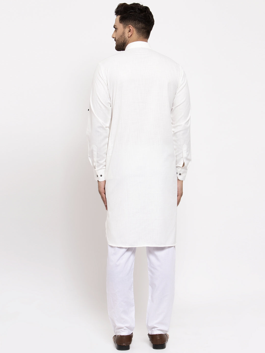 Jompers Men Off-White Solid Kurta with Pyjamas | Grocsy