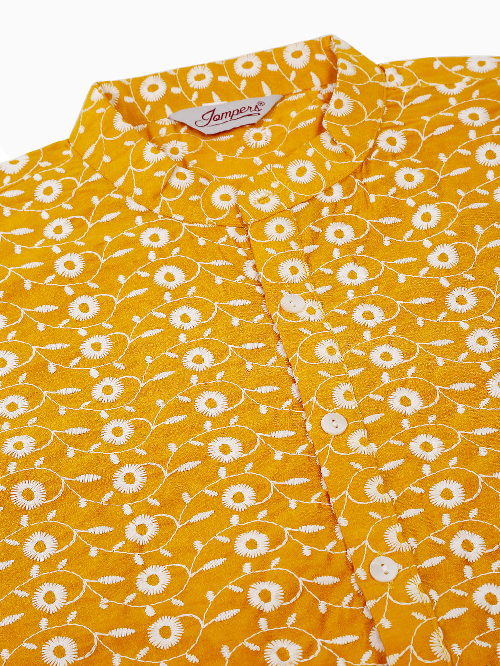 Jompers Men's Mustard Embroidered Kurta with Pyjamas | Grocsy