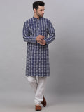 Jompers Men's Emroidered Kurta Payjama Sets - Navy Blue | Grocsy