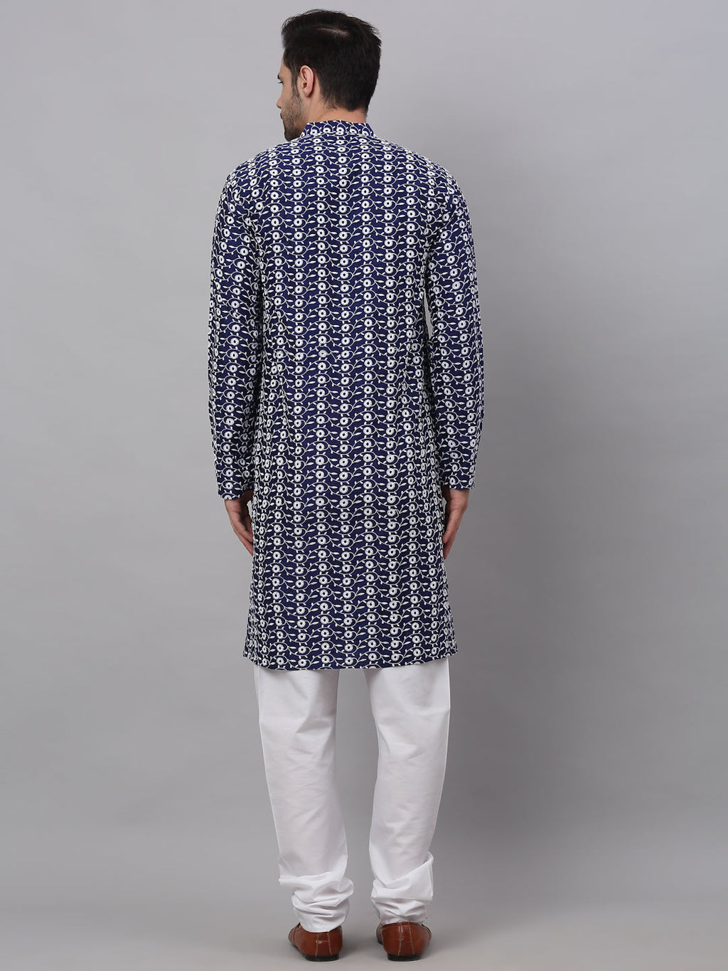 Jompers Men's Emroidered Kurta Payjama Sets - Navy Blue | Grocsy