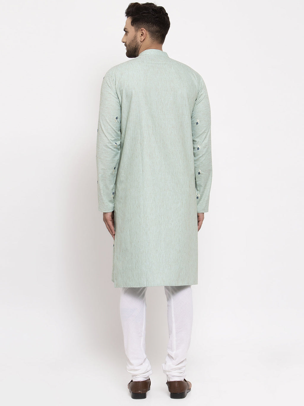 Jompers Men's Beautiful Green Printed Cotton Kurta Payjama Sets | Grocsy