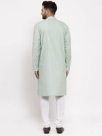 Jompers Men's Beautiful Green Printed Cotton Kurta Payjama Sets | Grocsy