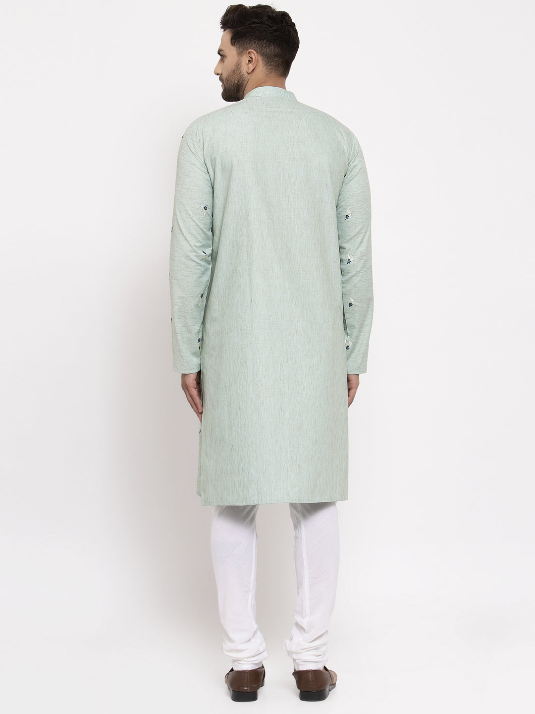 Jompers Men's Beautiful Green Printed Cotton Kurta Payjama Sets | Grocsy