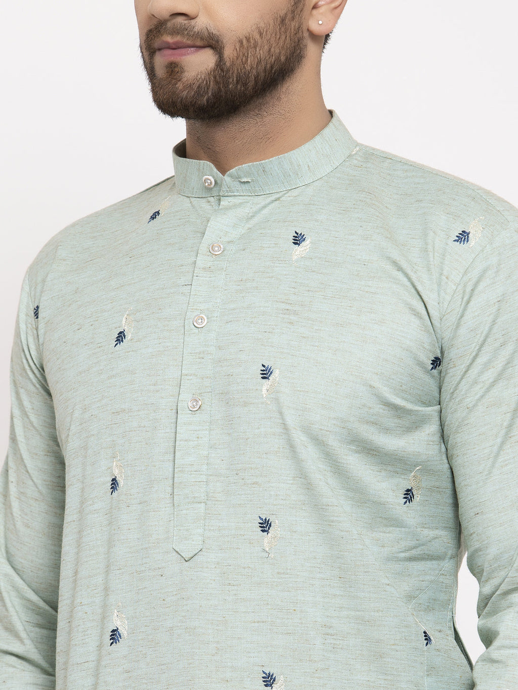 Jompers Men's Beautiful Green Printed Cotton Kurta Payjama Sets | Grocsy
