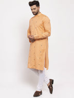 Jompers Men's Orange Printed Cotton Kurta Payjama Sets | Grocsy