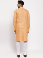 Jompers Men's Orange Printed Cotton Kurta Payjama Sets | Grocsy