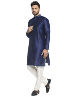 Jompers Men's Navy Solid Dupion Silk Kurta Only | Grocsy