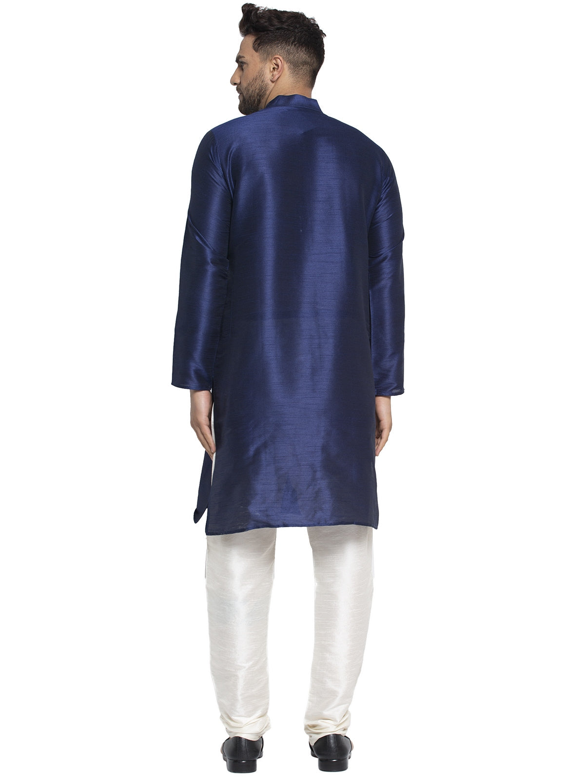 Jompers Men's Navy Solid Dupion Silk Kurta Only | Grocsy