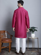 Jompers Men's Purple Dupion Silk Kurta with Churidar - Purple | Grocsy