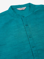 Jompers Men's Solid Dupion Silk Kurta Payjama Set - Teal | Grocsy