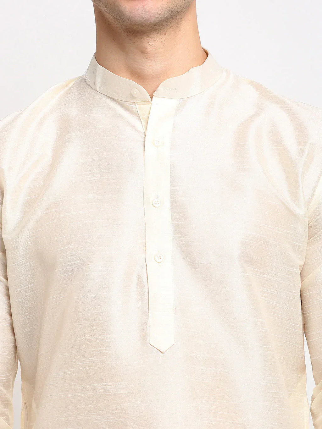 Jompers Men's White Solid Dupion Silk Kurta Payjama Set | Grocsy