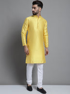 Jompers Men's Woven Design Kurta Payjama Set - Lemon | Grocsy