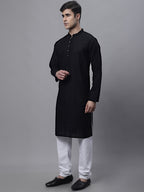 Jompers Men's Black Embroiderd Kurta Pajama | Grocsy