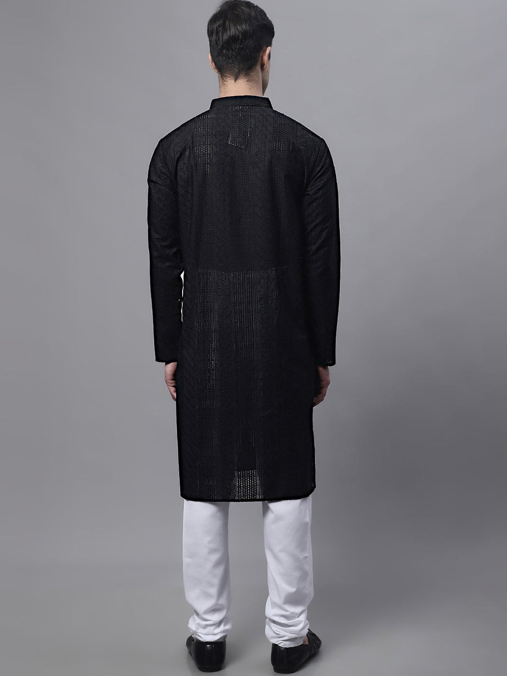 Jompers Men's Black Embroiderd Kurta Pajama | Grocsy