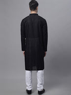 Jompers Men's Black Embroiderd Kurta Pajama | Grocsy
