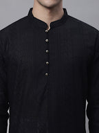 Jompers Men's Black Embroiderd Kurta Pajama | Grocsy