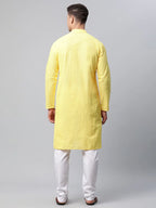 Jompers Men's Embroiderd Kurta Pajama - Lemon | Grocsy