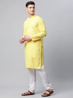 Jompers Men's Embroiderd Kurta Pajama - Lemon | Grocsy