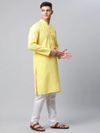 Jompers Men's Embroiderd Kurta Pajama - Lemon | Grocsy