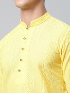 Jompers Men's Embroiderd Kurta Pajama - Lemon | Grocsy