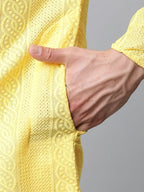 Jompers Men's Embroiderd Kurta Pajama - Lemon | Grocsy
