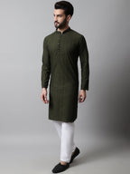 Jompers Men's Embroiderd Kurta Pajama - Olive | Grocsy