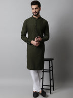 Jompers Men's Embroiderd Kurta Pajama - Olive | Grocsy