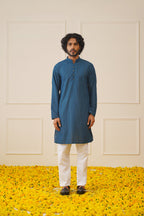 Jompers Men's Embroiderd Kurta Pajama - Teal | Grocsy