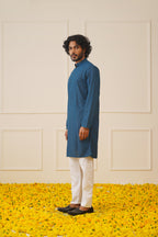 Jompers Men's Embroiderd Kurta Pajama - Teal | Grocsy
