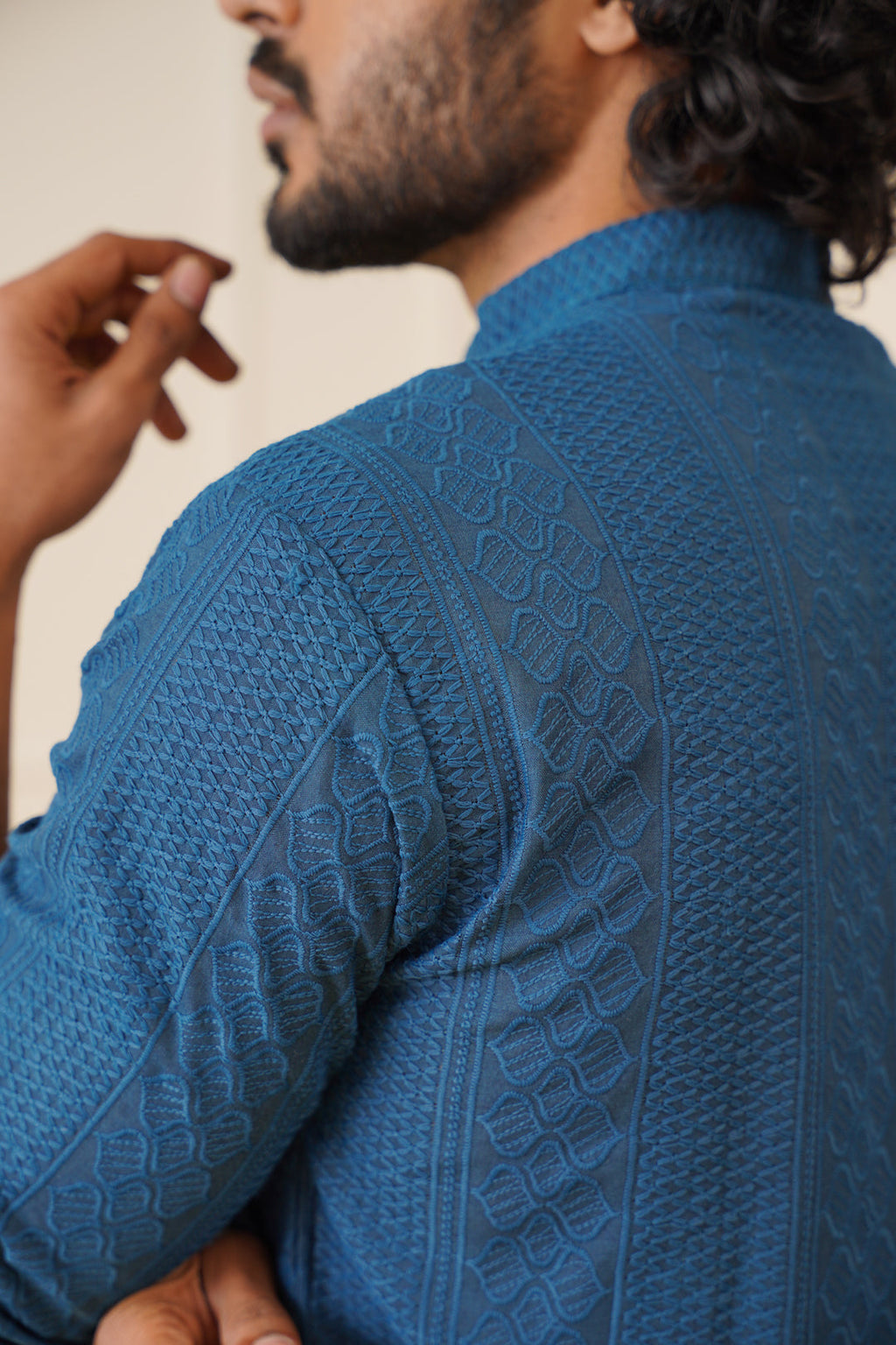 Jompers Men's Embroiderd Kurta Pajama - Teal | Grocsy