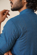 Jompers Men's Embroiderd Kurta Pajama - Teal | Grocsy