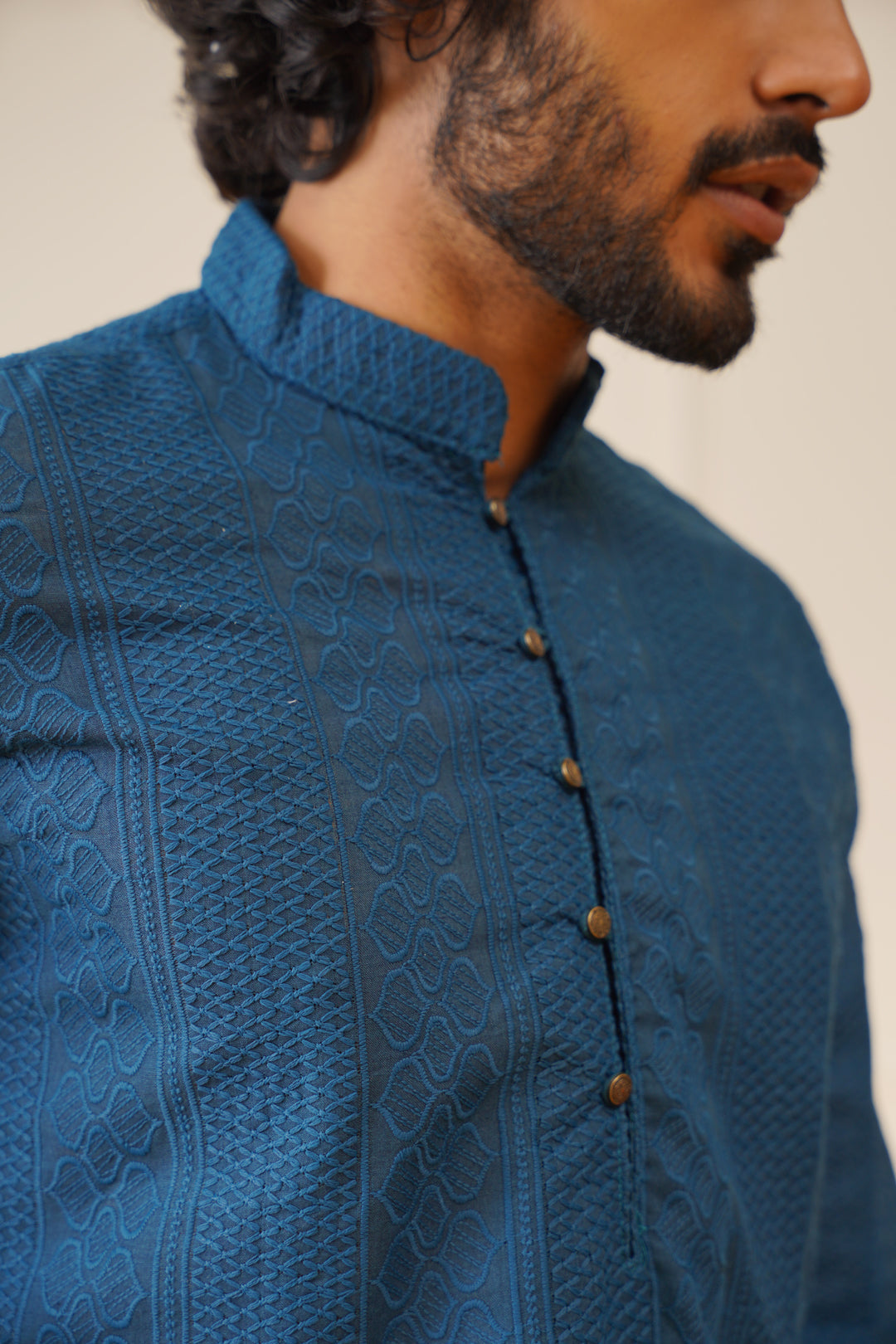 Jompers Men's Embroiderd Kurta Pajama - Teal | Grocsy