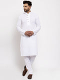 Jompers Men White Embroidered Kurta with Pyjamas | Grocsy