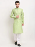 Jompers Men's Green Chikankari Kurta with Churidar | Grocsy