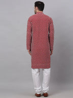 Jompers Men's Maroon Chikankari Kurta with Churidar | Grocsy