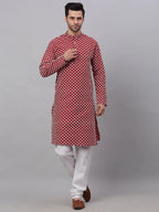 Jompers Men's Maroon Chikankari Kurta with Churidar | Grocsy