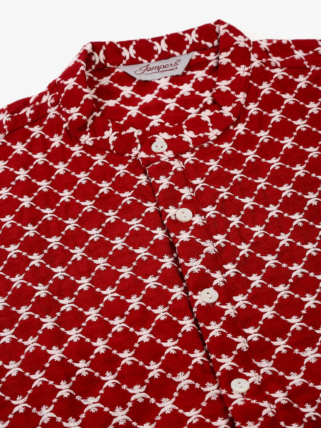 Jompers Men's Maroon Chikankari Kurta with Churidar | Grocsy