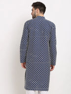 Jompers Men's Navy Blue Chikankari Kurta Only | Grocsy