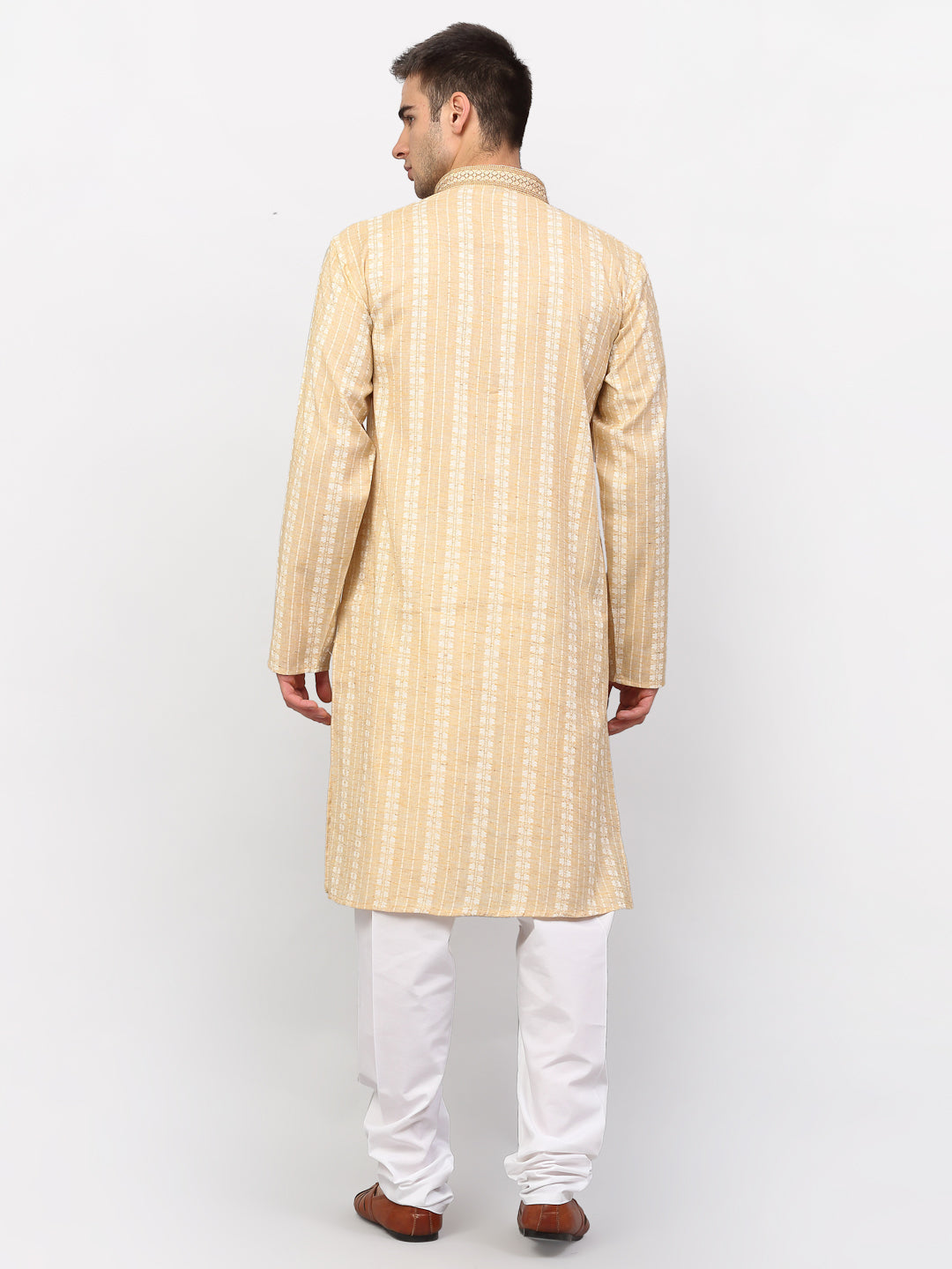 Jompers Men's Beige Woven Kurta Pajama | Grocsy