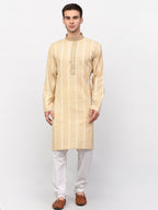 Jompers Men's Beige Woven Kurta Pajama | Grocsy
