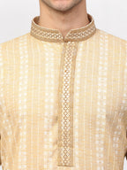 Jompers Men's Beige Woven Kurta Pajama | Grocsy