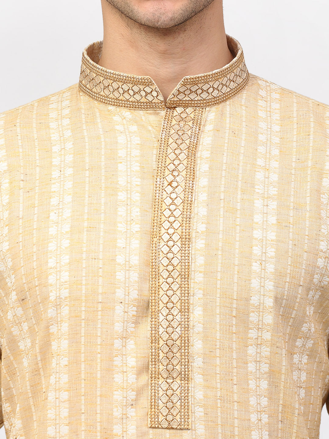 Jompers Men's Beige Woven Kurta Pajama | Grocsy