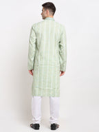 Jompers Men's Woven Kurta Pajama - Green | Grocsy