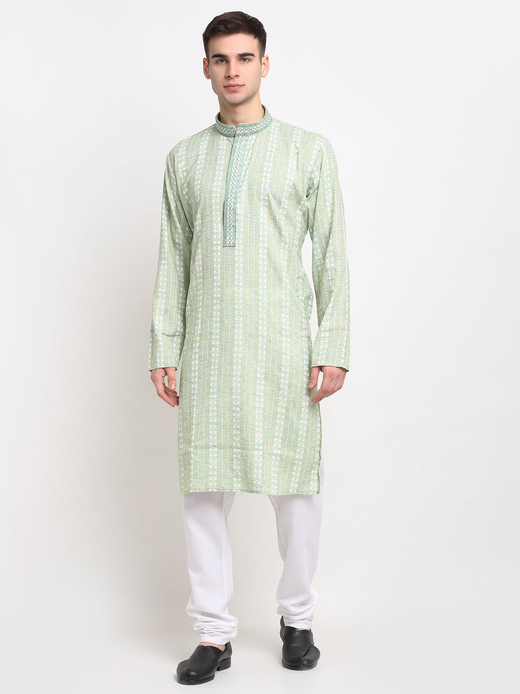 Jompers Men's Woven Kurta Pajama - Green | Grocsy