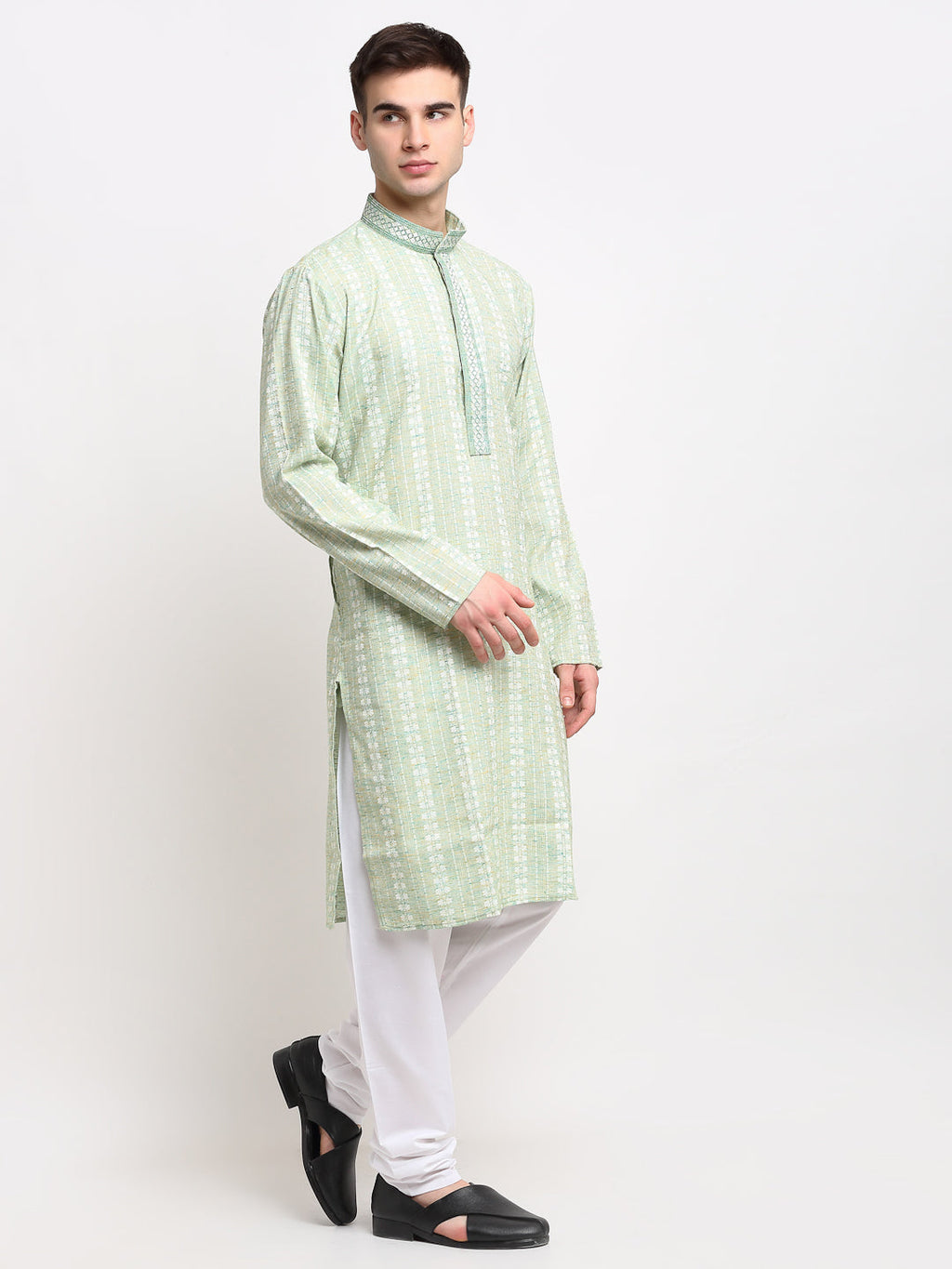 Jompers Men's Woven Kurta Pajama - Green | Grocsy
