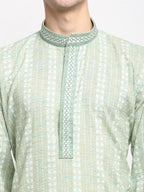 Jompers Men's Woven Kurta Pajama - Green | Grocsy