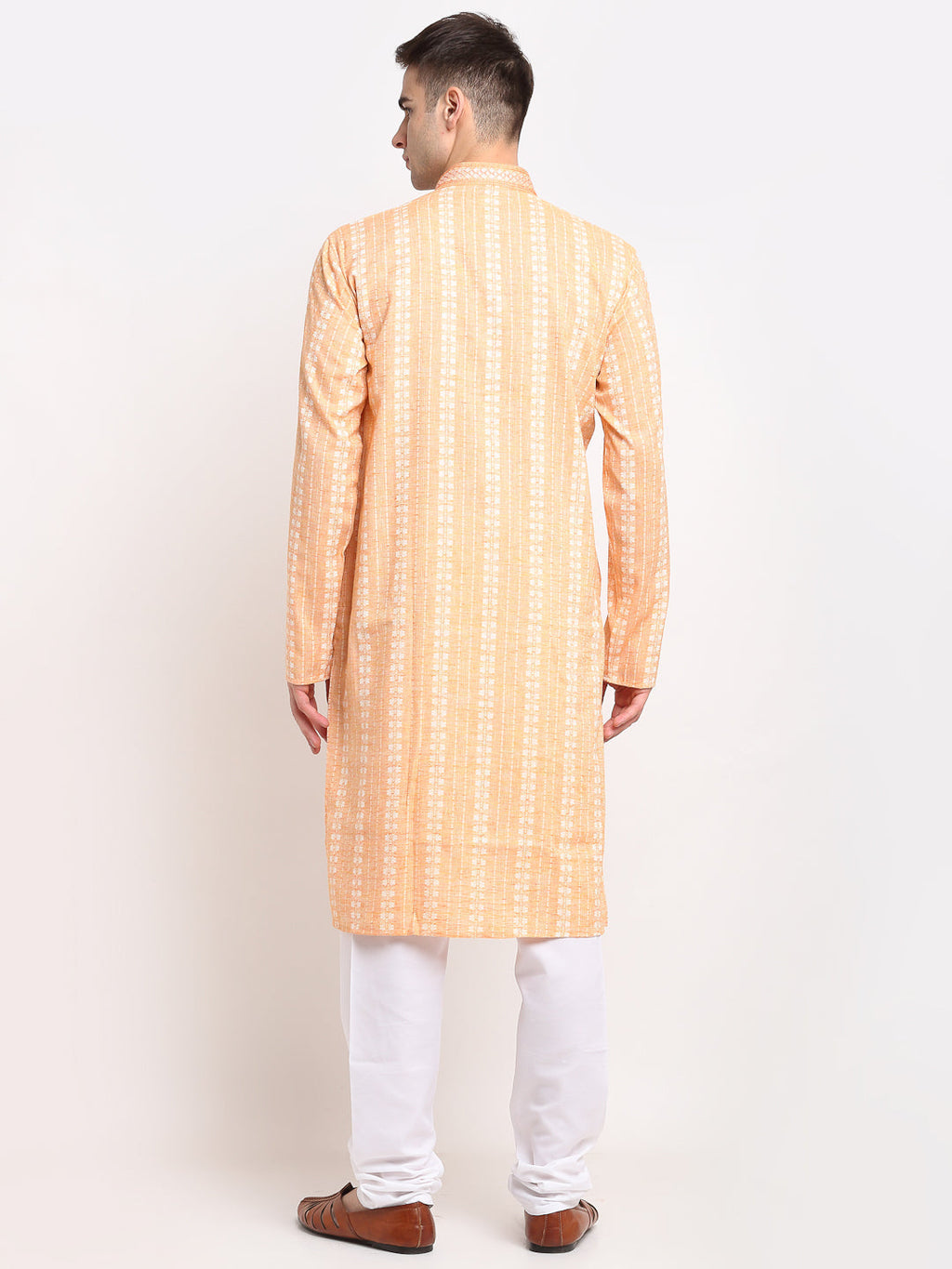 Jompers Men's Woven Kurta Pajama - Orange | Grocsy