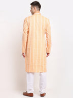 Jompers Men's Woven Kurta Pajama - Orange | Grocsy