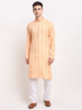Jompers Men's Woven Kurta Pajama - Orange | Grocsy